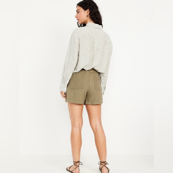 🆕 Old Navy Women’s High-Waisted Linen-Blend Shorts 3.5-in inseam Kombu XL 16-18 - Picture 6 of 15
